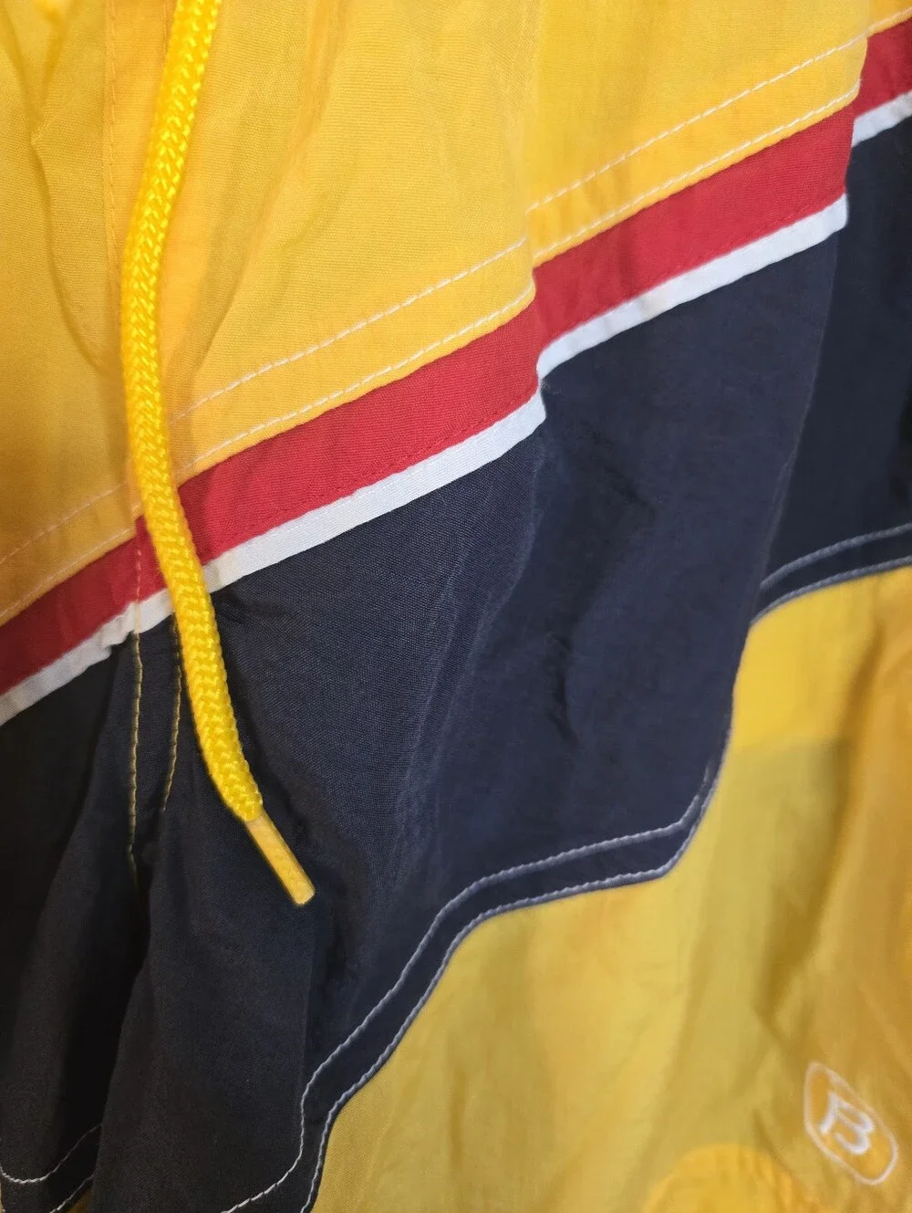 Men's Yellow & Navy Diagonal Stripe Swim Trunks